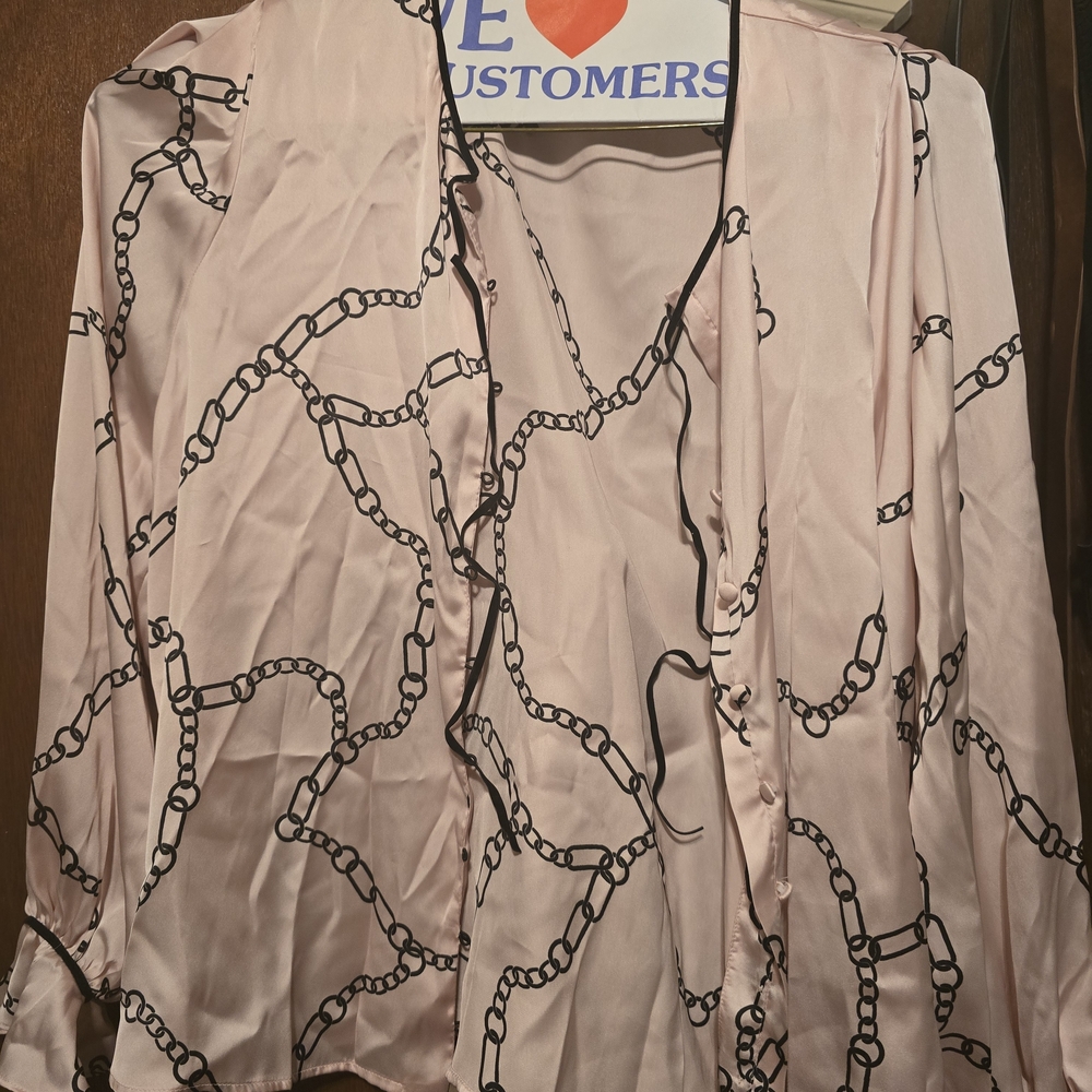 Zara Pink Blouse with Black Chain Design